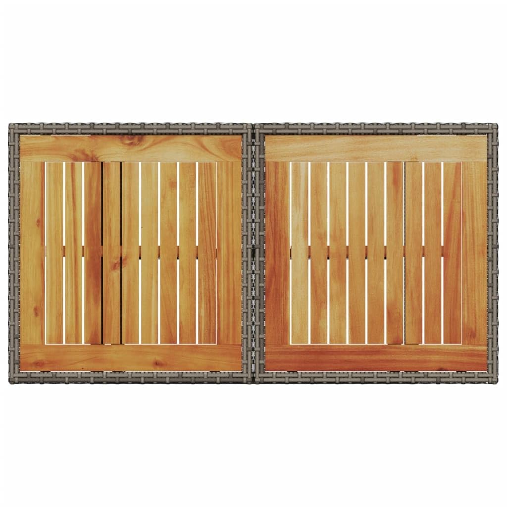 Stół ogrodowy, szary, 100 x 55 x 73 cm, polirattan, drewno akacjowe | Regulowana wysokość, stolik kawowy do stołu jadalnego, malowana proszkowo rama stalowa, łatwa w utrzymaniu