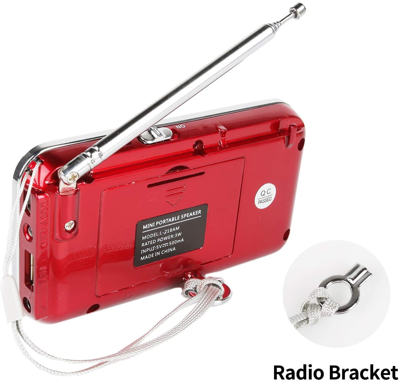 Raddy RF23 Radio Portable FM/AM Rechargeable avec Lampe de Poche, Grand Écran LCD, Lecteur MP3 Micro SD/USB, Batterie 800mAh, Rouge