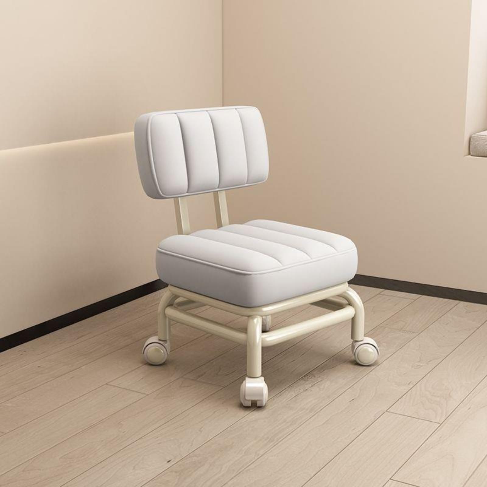 Sgabello su ruote, sgabello basso, piccolo sgabello da casa, sgabello per nail art, sgabello da divano, sgabello da casa comodo, rotazione a 360 gradi, sgabello basso pratico per il lavoro, diversi