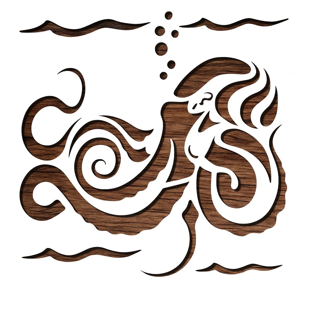 Octopus Logo Stencil – Reusable 10x10 Inch Flexible Plastic Template for Airbrush, Painting, Drawing, Scrapbooking, and Ocean-Themed Crafts