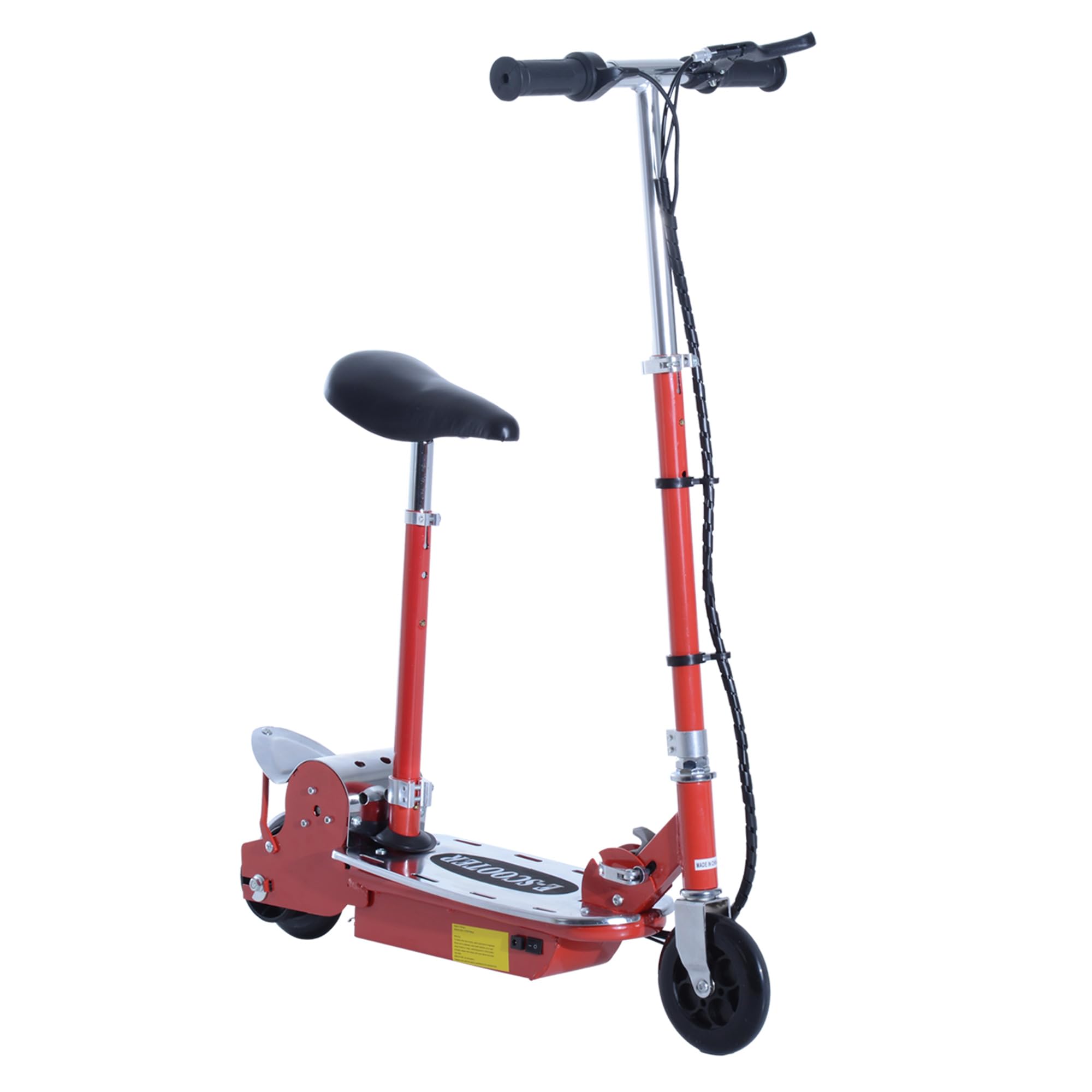 HOMCOM Kids Electric Scooter - Red - Adjustable Seat - Foldable - Metal Frame