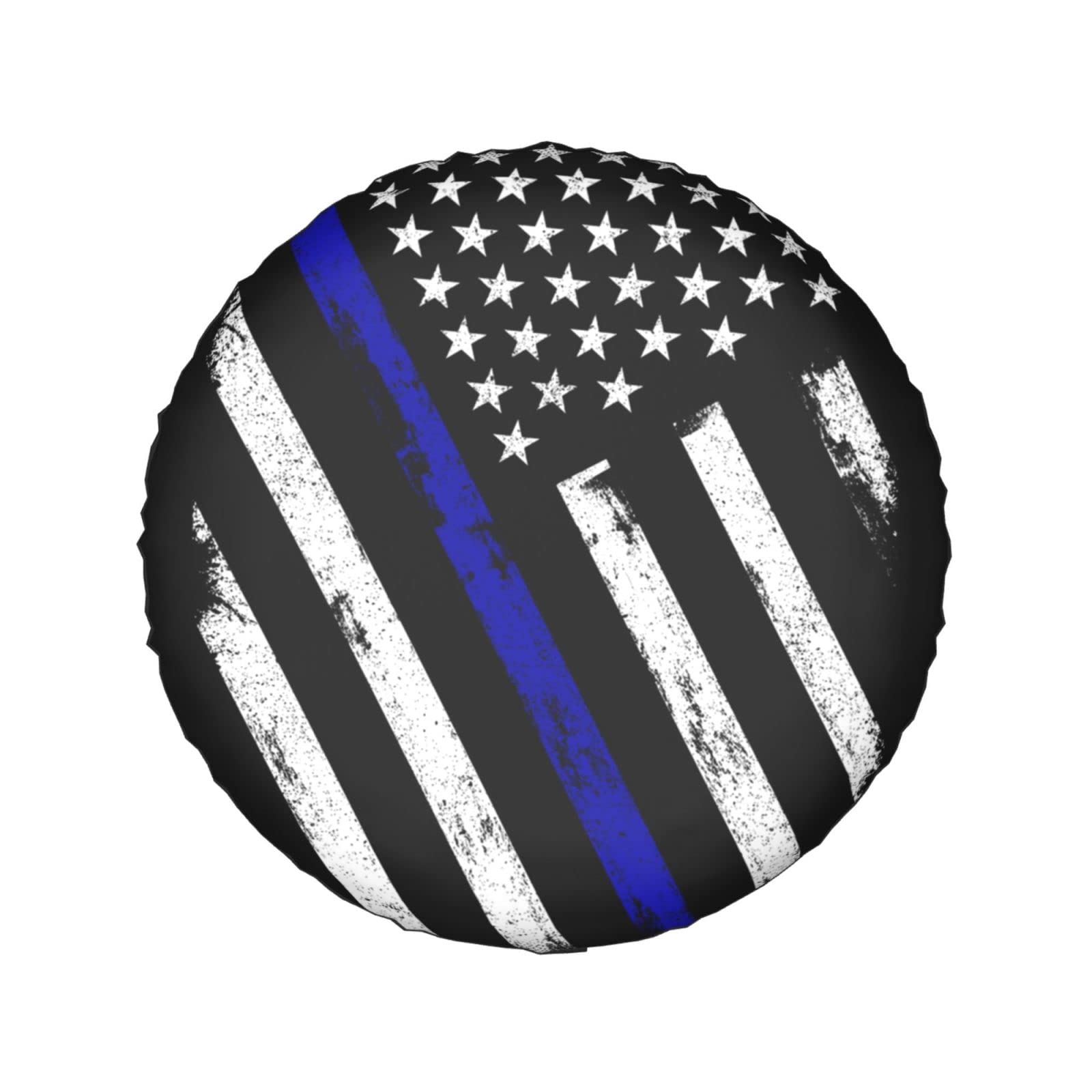 American Thin Blue Line Flag Police Pattern Black Spare Tire Cover Wheel Protectors Weatherproof Universal for Trailer Rv SUV Truck Camper Travel Trailer 14
