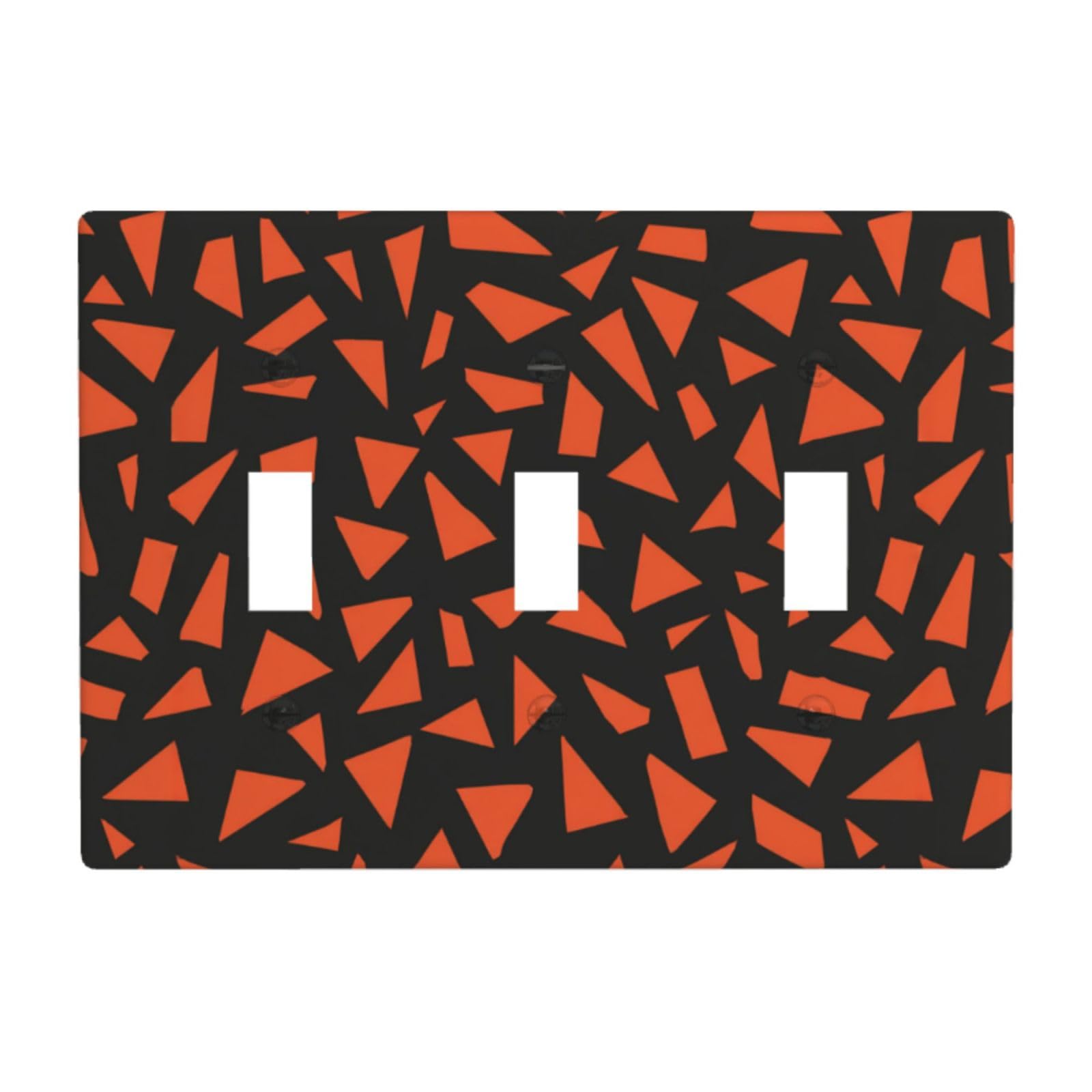 Fragmented Angular Shapes in Geometric Orange Light Switch Covers 3 Gang Triple Toggle Wall Plate Switchplate Electrical Faceplate for Bathroom Kitchen Bedroom Decor