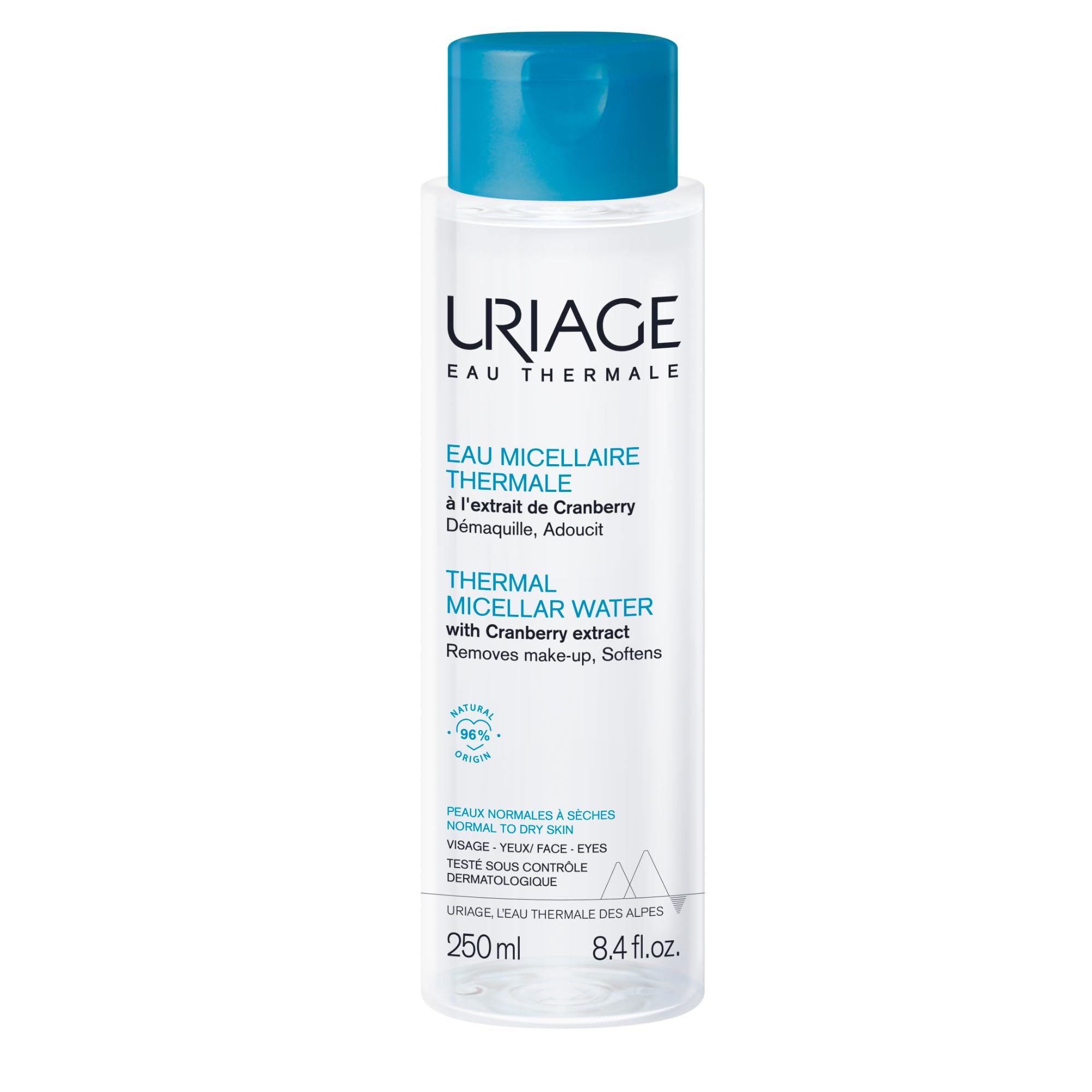 Uriage Farbig Thermal Micellar Water For Normal To Dry Skin 250Ml - Face & Eyes - 3-In-1: Cleanses, Removes Makeup, Even Waterproof & Hydrates - No Rinse - Floral Scent - 96% Ingredients Of Natural Origin