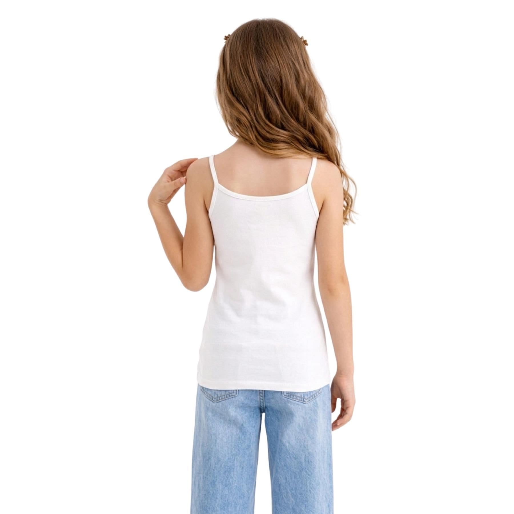 janisramone® Débardeur à bretelles spaghetti pour filles, gilet d'été sans manches pour enfants, débardeur d'entraînement léger pour enfants, caraco uni à bretelles pour filles, vêtements pour filles