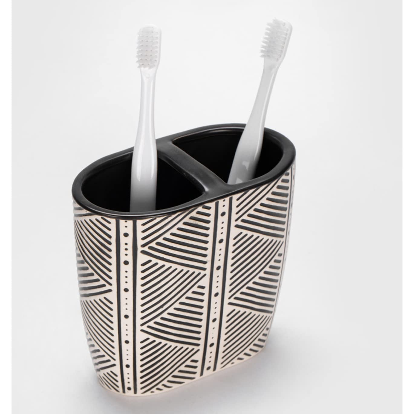 Juego de Accesorios de baño con Textura Negra, Kit de decoración de Accesorios de baño de cerámica de Moda con dispensador de loción, Soporte para Cepillo de Dientes, 2
