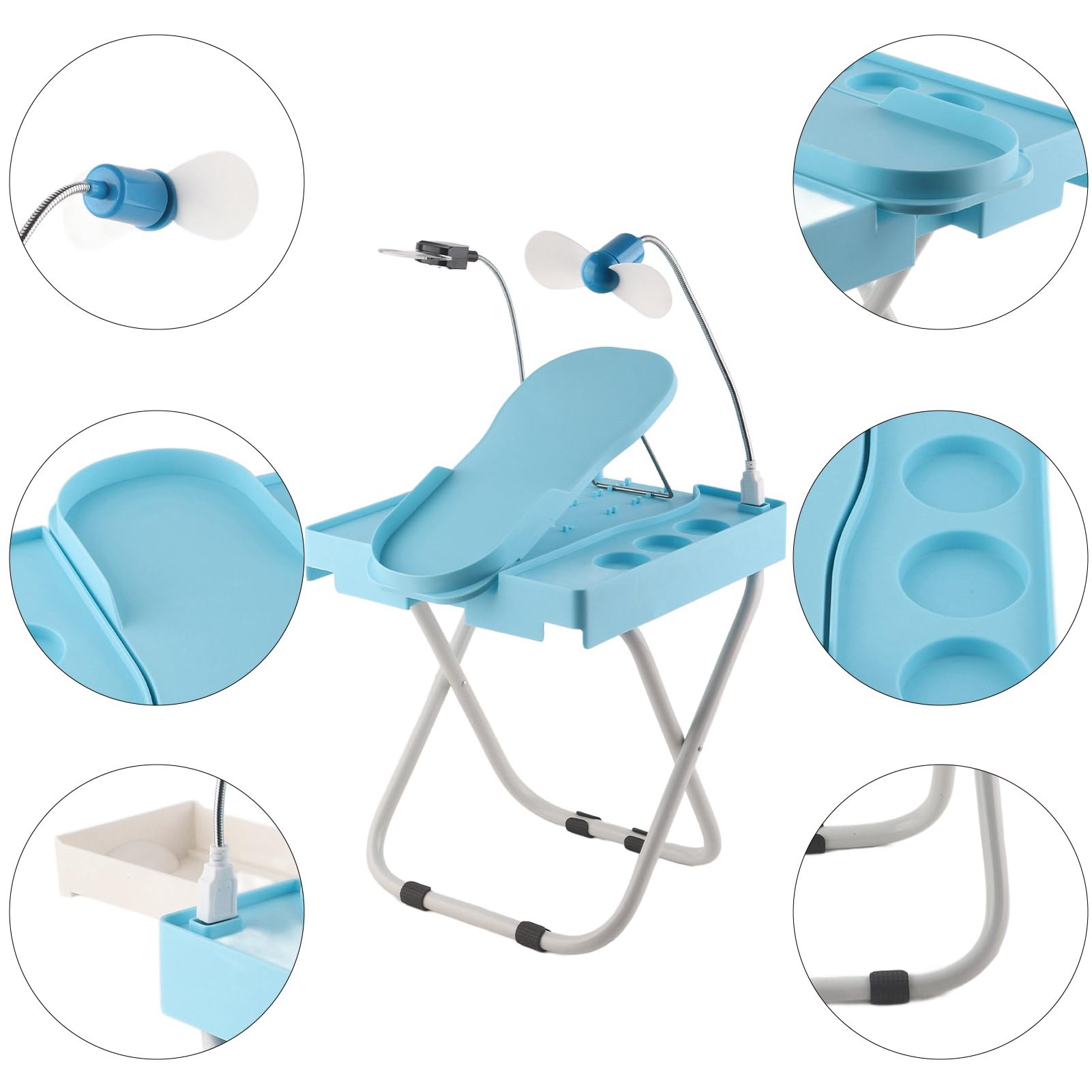 Pongnas Kit Supporto Regolabile Antiscivolo per Poggiapiedi per Pedicure con Ventola di Asciugatura con Lente D'ingrandimento a LED per il Comfort della Pedicure Domestica