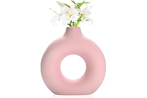 Pink Ceramic Donut Vase - Modern Decor