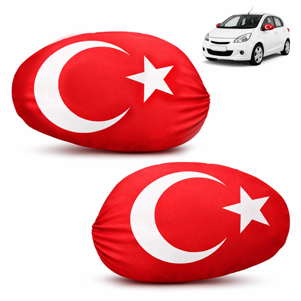 Murago - Türkei Autodeko Fan Set 9-teilig - Autofahnen Fahne Flagge Auto Bayrak Fanartikel WM Spiegelfahne Autofensterfahne