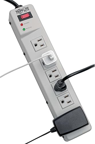 Miniatura 9 de Tripp Lite Regleta protectora de sobretensiones de 6 salidas en ángulo recto, cable de 15 pies de largo, protección para telmódem, metal, RJ11,