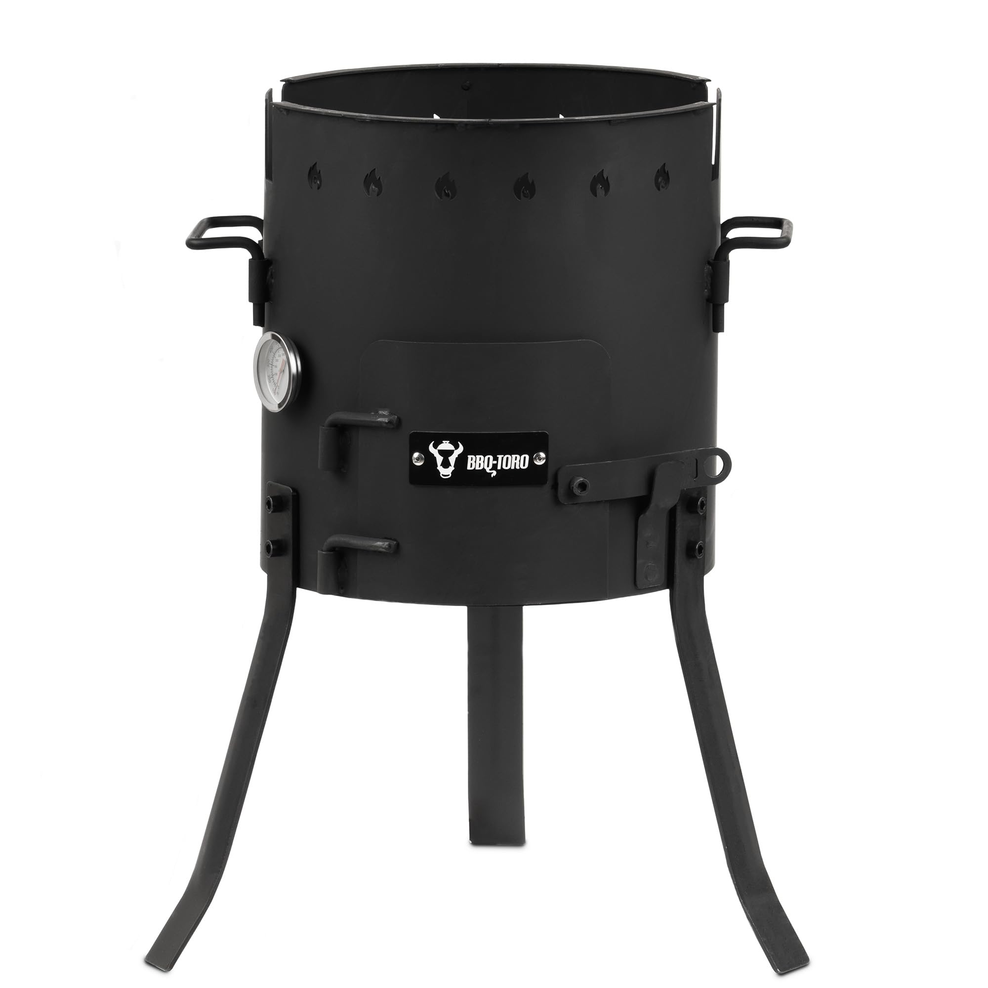 BBQ-Toro Piec jednogarnkowy do użytku na zewnątrz, Ø 29 cm, z garnkiem, rusztem do grillowania i chochlą do zupy, kociołek na gulasz, kociołek na ogień, piec outdoorowy, palenisko, kuchnia na zewnątrz