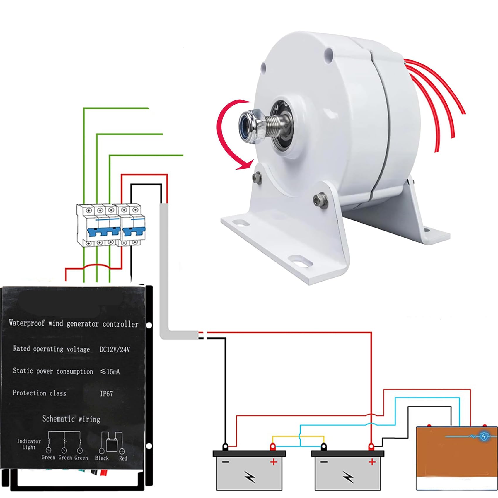 Generatore Eolico Verticale, 8000 W 12 V Senza Ingranaggi, Kit Portatile A Magneti Permanenti, Facile Da Installare per Campeggio, Camper, Giardino E Avventure All'Aria Aperta.