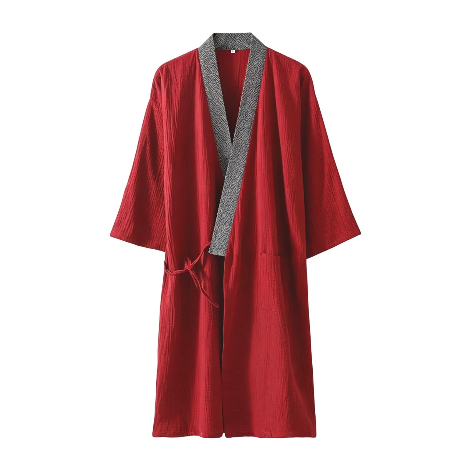 Kimono pijama de hombre transpirable y bata larga cómoda monocolor 8