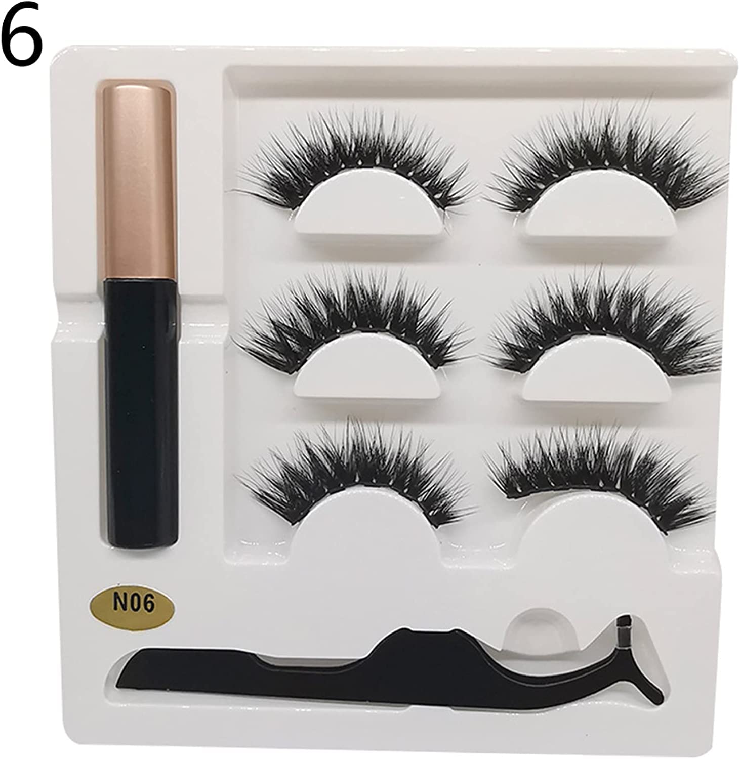 MILEVO Pestañas postizas Pestañas postizas, 3 Pares de pestañas postizas 3D magnéticas Pinzas de delineador de Ojos líquido Kit de extensión de pestañas - 04