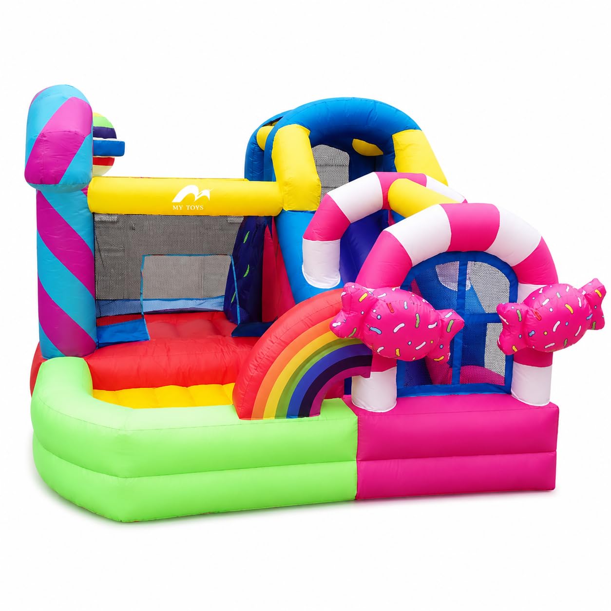 Castello Gonfiabile per Bambini con Scivolo, Gonfiabile per Bambini da Esterno, a Tema Caramelle