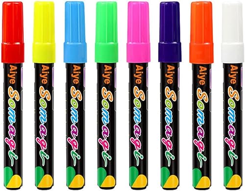 Marcadores de tiza, 8 colores, rotuladores de borrado en seco, marcadores de tiza borrables de 0.27 pulgadas para pizarra, pizarra, letreros,