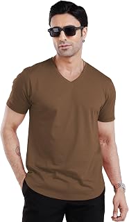 wewear Men's Drop Cut V-Neck Casual T-Shirt | 100% Cotton |Regular Fit |Solid Tee | V-Neck T-Shirt Price In India