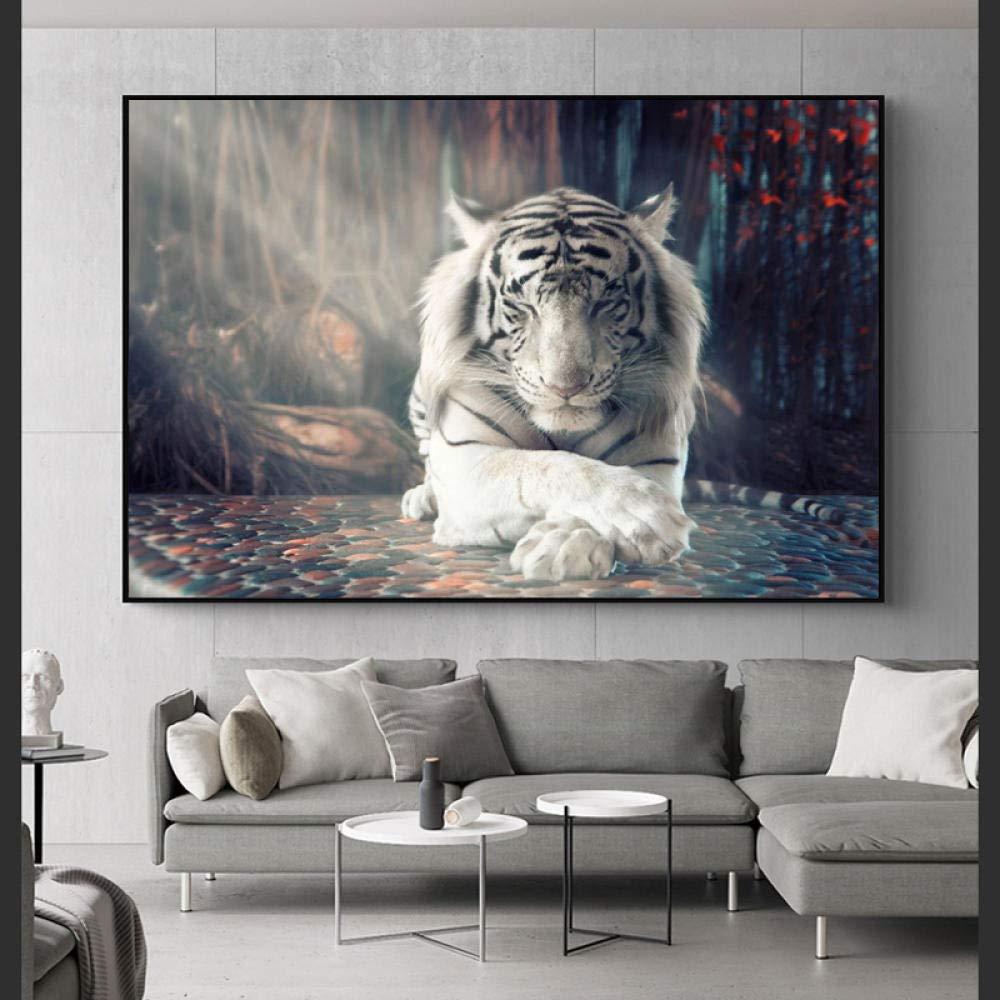 Amazon.co.jp: ホワイトタイガー動物アートパネルポスターPoster