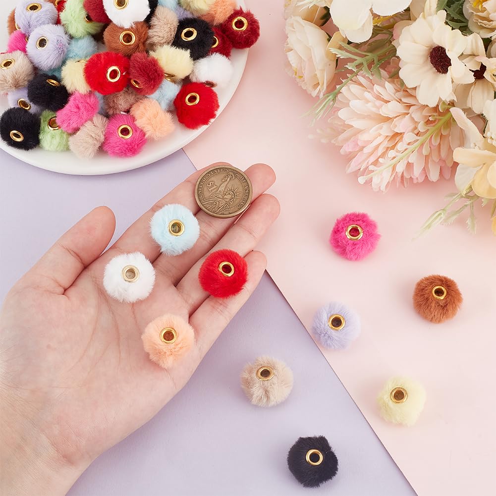 PH PandaHall - 80pcs 8 Couleurs Breloques En Perles à Pompon En Tissu, 14-15mm Boule Duveteuse Bricolage Pour La Fabrication De Bijoux Pendentif à Breloque Boucles D'oreilles Pompon