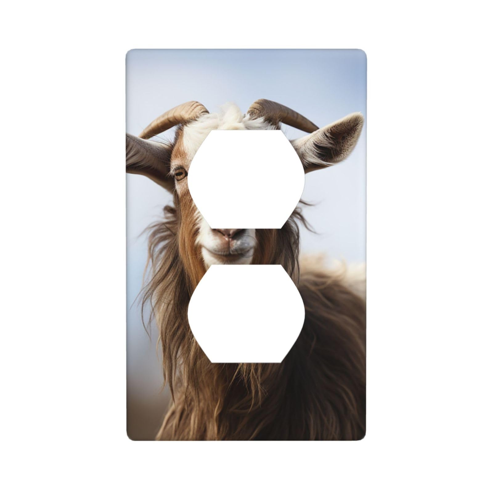 Animal Goat Wall Plate, Duplex Outlet Cover 1-Gang Decorative Light Switch Covers, Unbreakable Polycarbonate Faceplates Electrical Receptacle Plug Covers, Screws Included