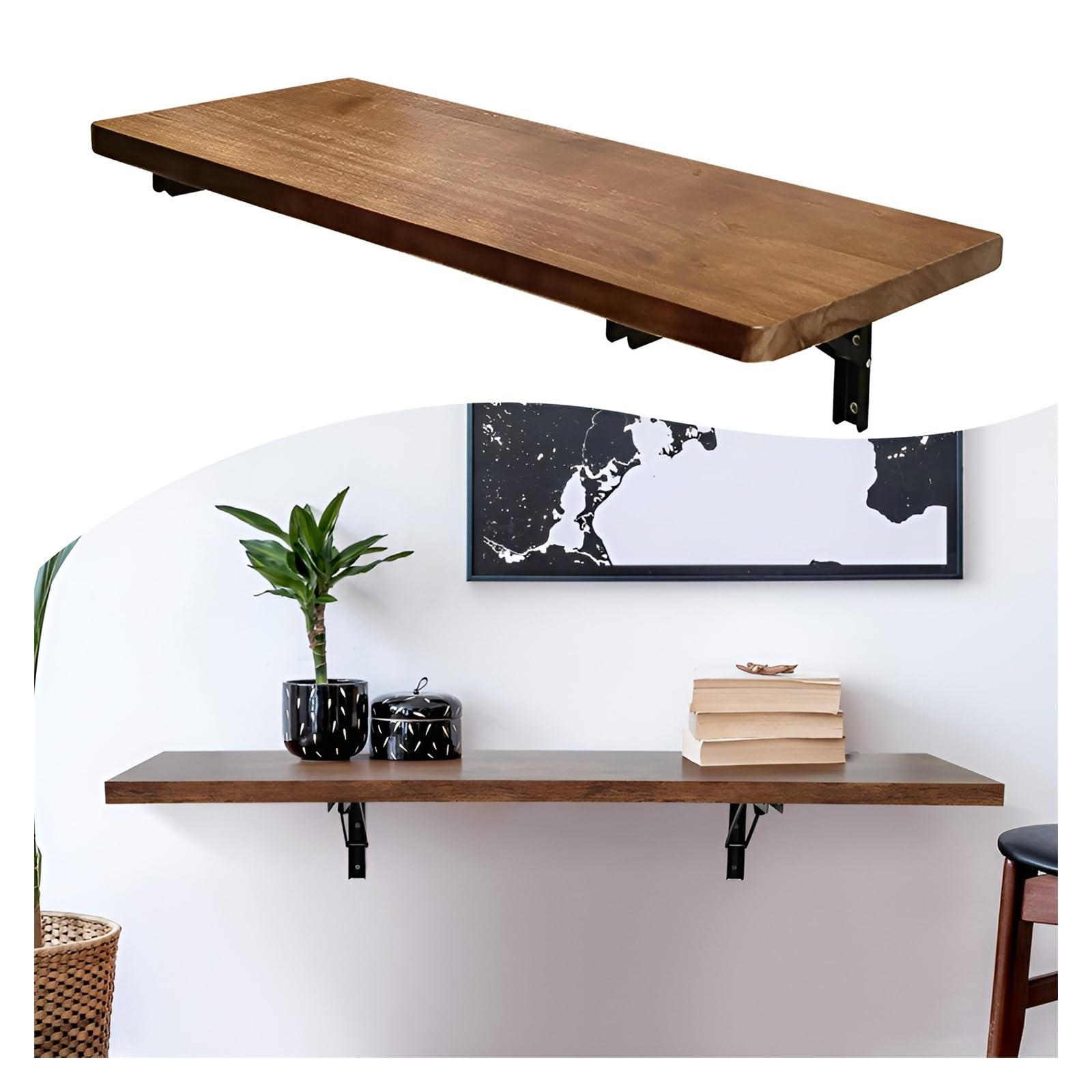 GBRJUYF Wall Mounted Folding Desk, Wall Mounted Folding Table For Small Spaces, Floating Desk, Wall Mounted Desk, Wall Mounted Dining Table, For Home/Office/Kitchen & Dining Room(100 * 40cm)