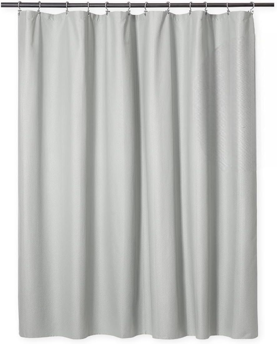 Water Repellent Fabric Embossed Shower Curtain Liner – Superior Fabric Quality – Luxury – Bathroom | 72” x 72” | Chrome