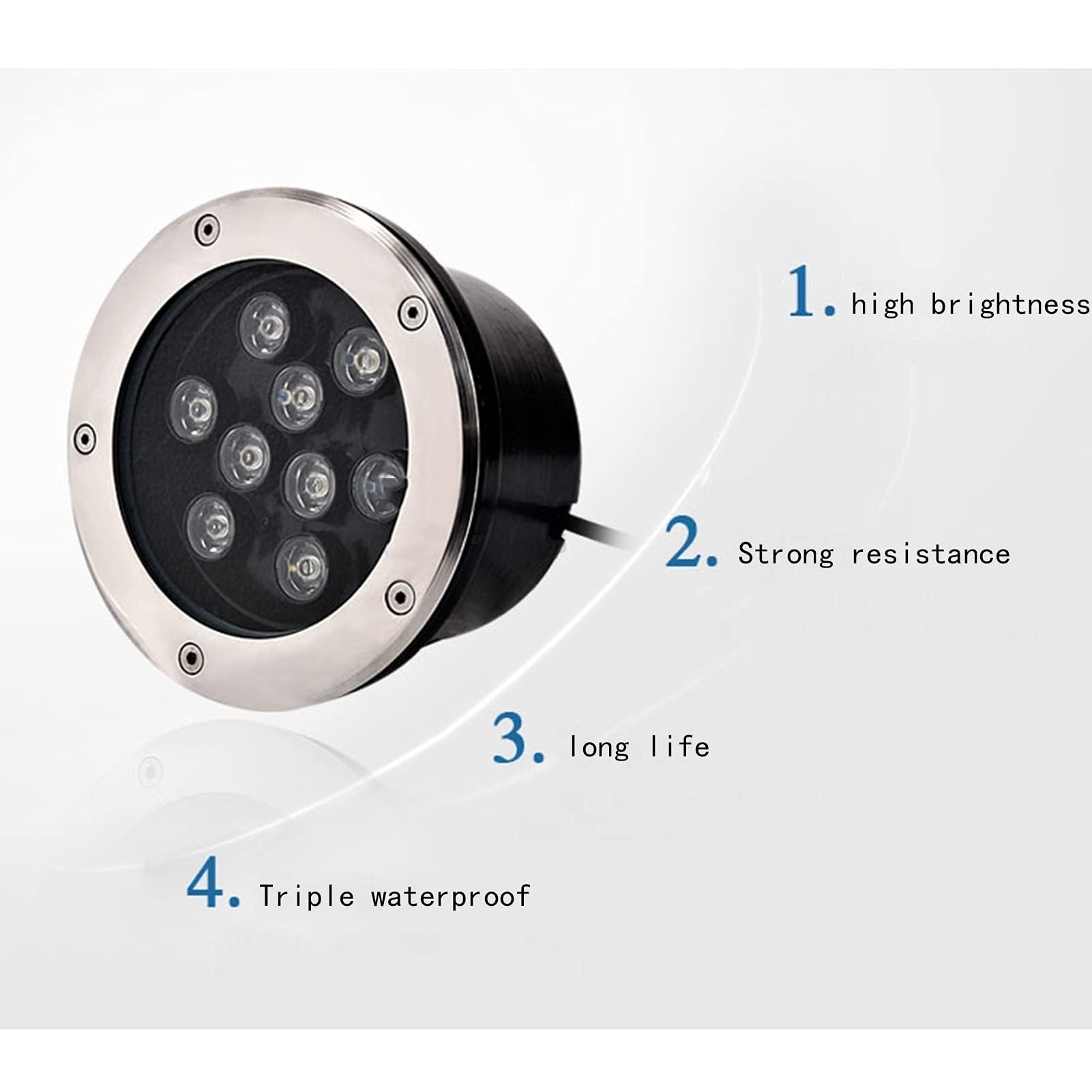 Foco LED Subacuático Incrustado - Luces De Fuentes Subacuáticas, Iluminación Subacuática para Piscina DC 24V, IP67 Foco Sumergible Impermeable para Paisaje Subacuático(Green Light,18w)