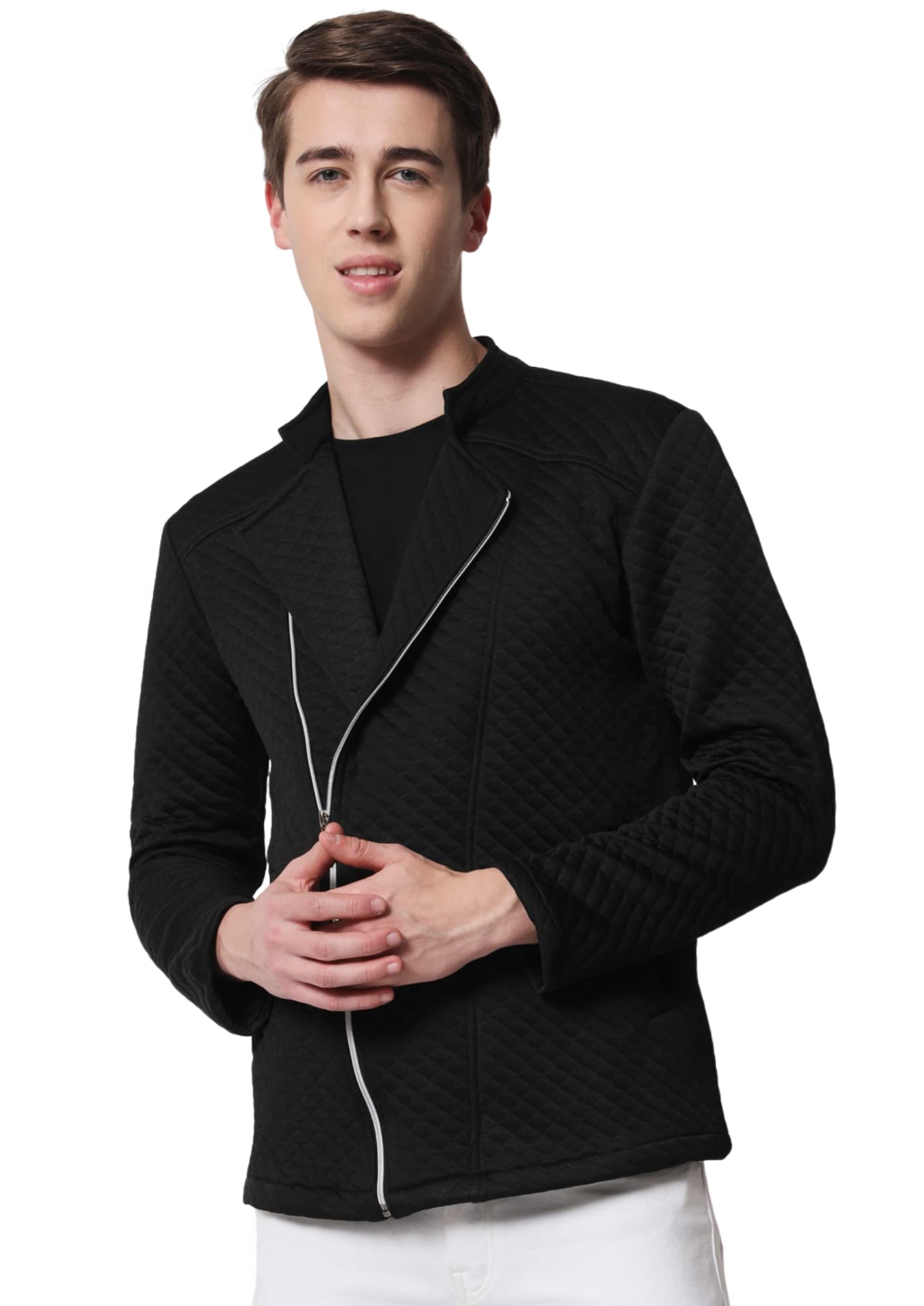 Tokyo Talkies Men's Black Jacket With Unique Design - Full Sleeve Winter Warm Jacket to Boost Your Style - Casual Wear for Men in black