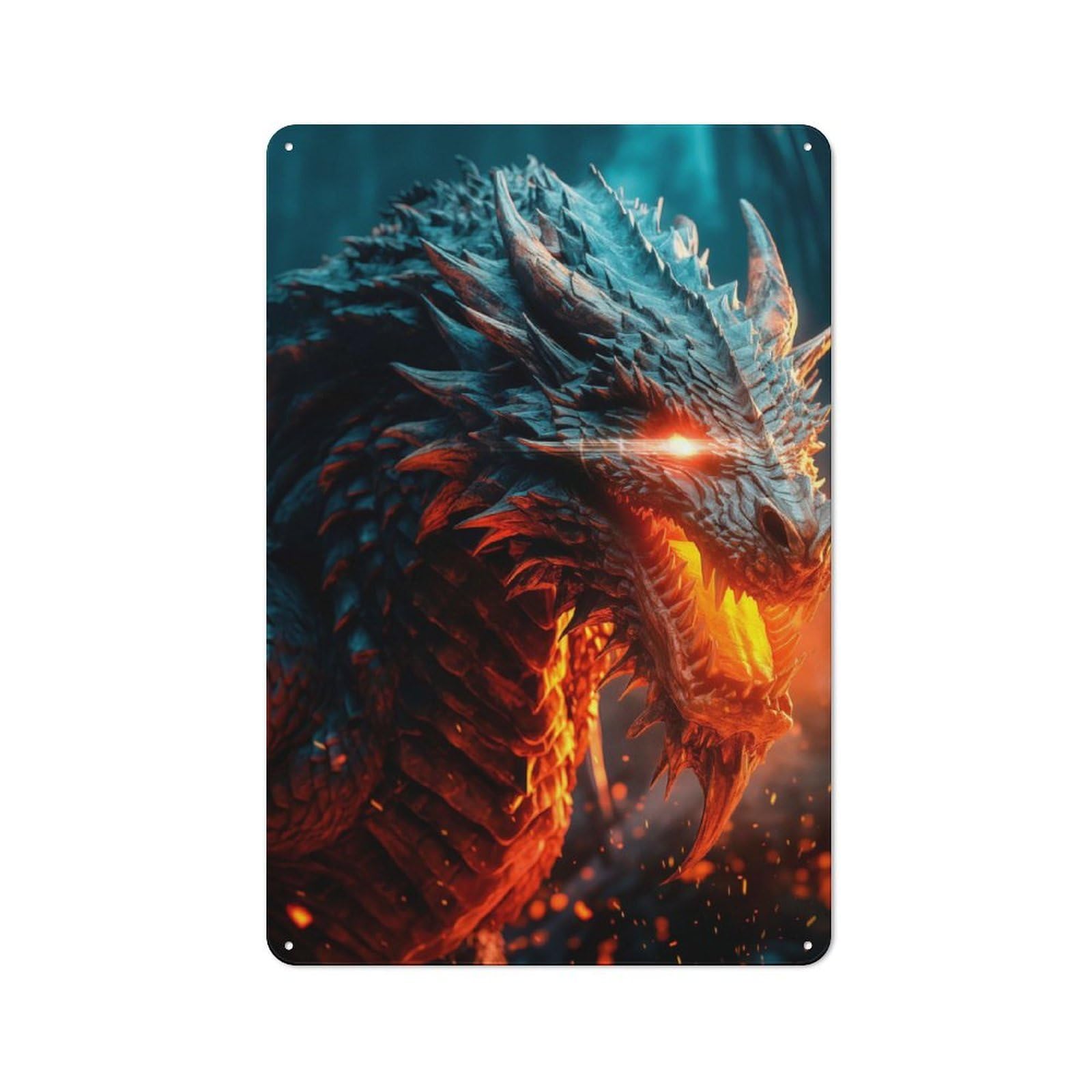 Junmoney Twilight Dragon Metal Sign 30X20cm With For Pub Or Café, Retro Decor, For Cooler-Month Interiors With Retro Character