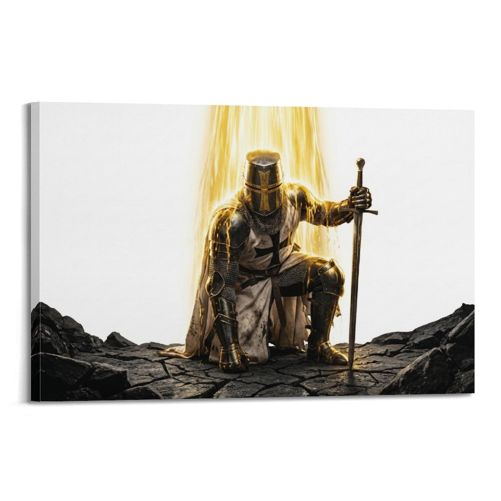OKNGB Vintage Templar Knight Poster Awakening Sacred Sword Armor Decorative Painting Canvas Art Picture 24x36inch(60x90cm)