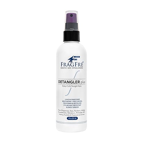 Detangler plus Styling Spray para el cabello de 8 onzas, protector contra el calor y espray de soplado, acondicionador sin enjuague para pieles