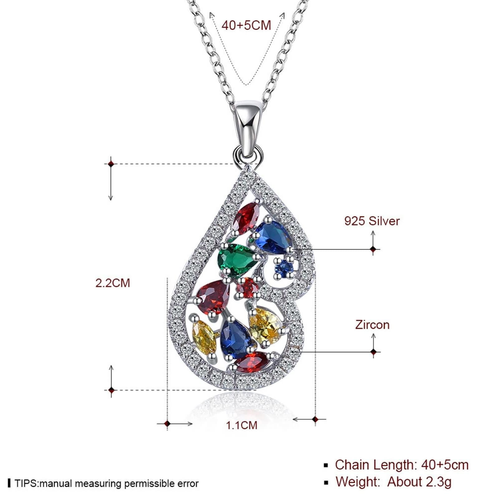 Collana Ciondolo Argento Donna,Donna Collana Pendenti Argento 925 Goccia D'Acqua con Zirconia Cubica Collana Argento