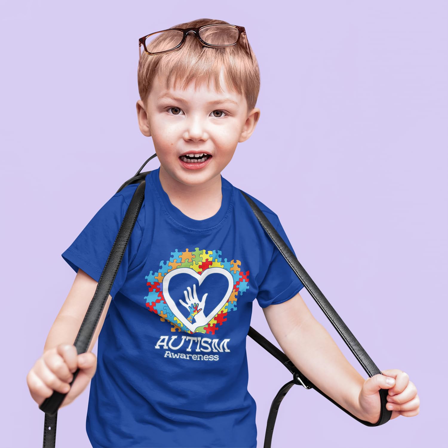 shop4ever Autism Awareness Hands in Heart - Maglietta da Ragazzo