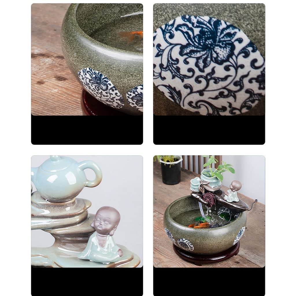 Acquario Ciotola for pesci rossi in ceramica in stile cinese Circolazione domestica Fontana d'acqua Piccola ciotola for pesci Ufficio Soggiorno Serbatoio ornamentale for la cultura dei pesci Ciotola d