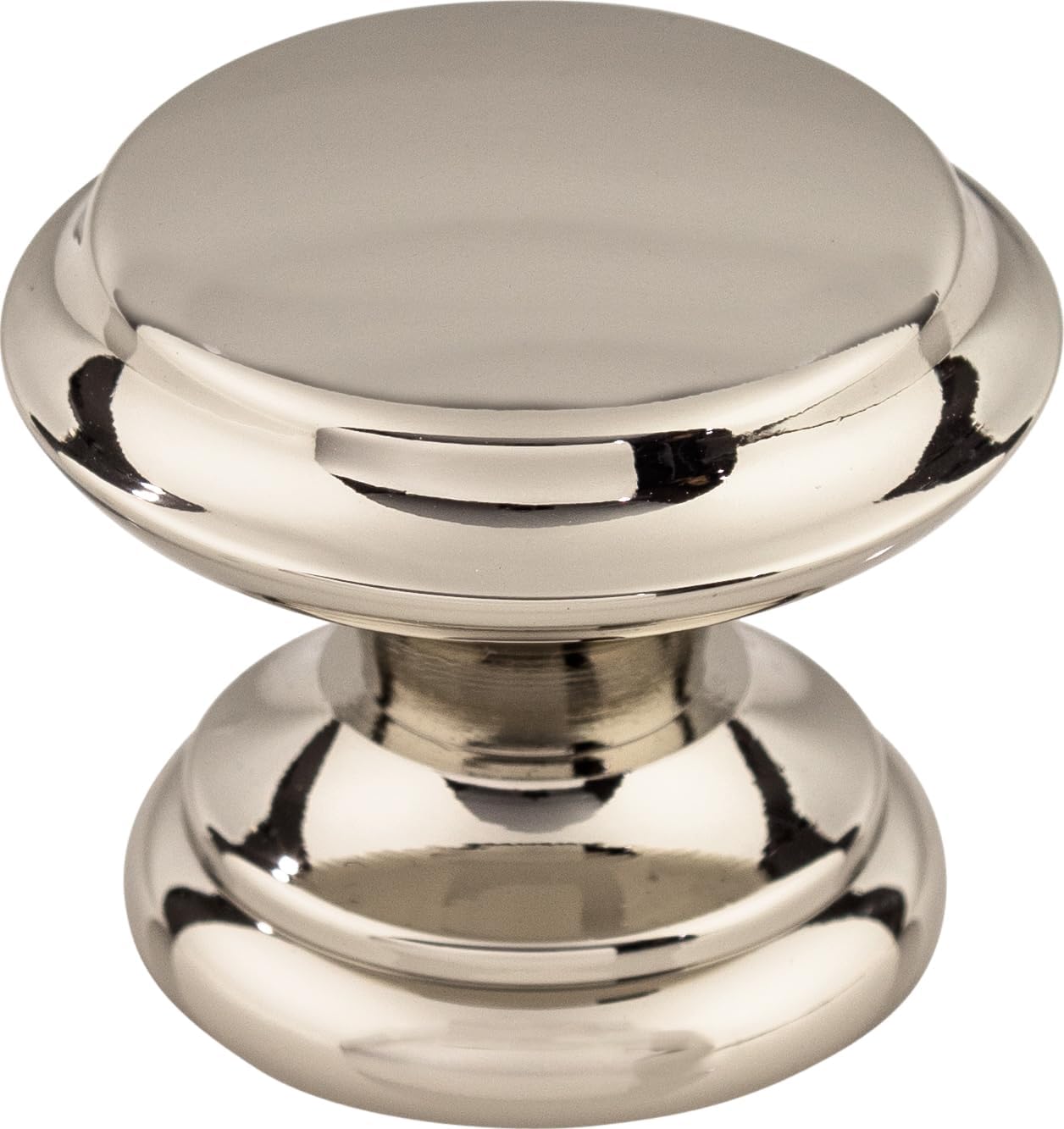 Top Knobs M1304 Asbury Collection 1-3/8 Flat Top Knob, Polished Nickel