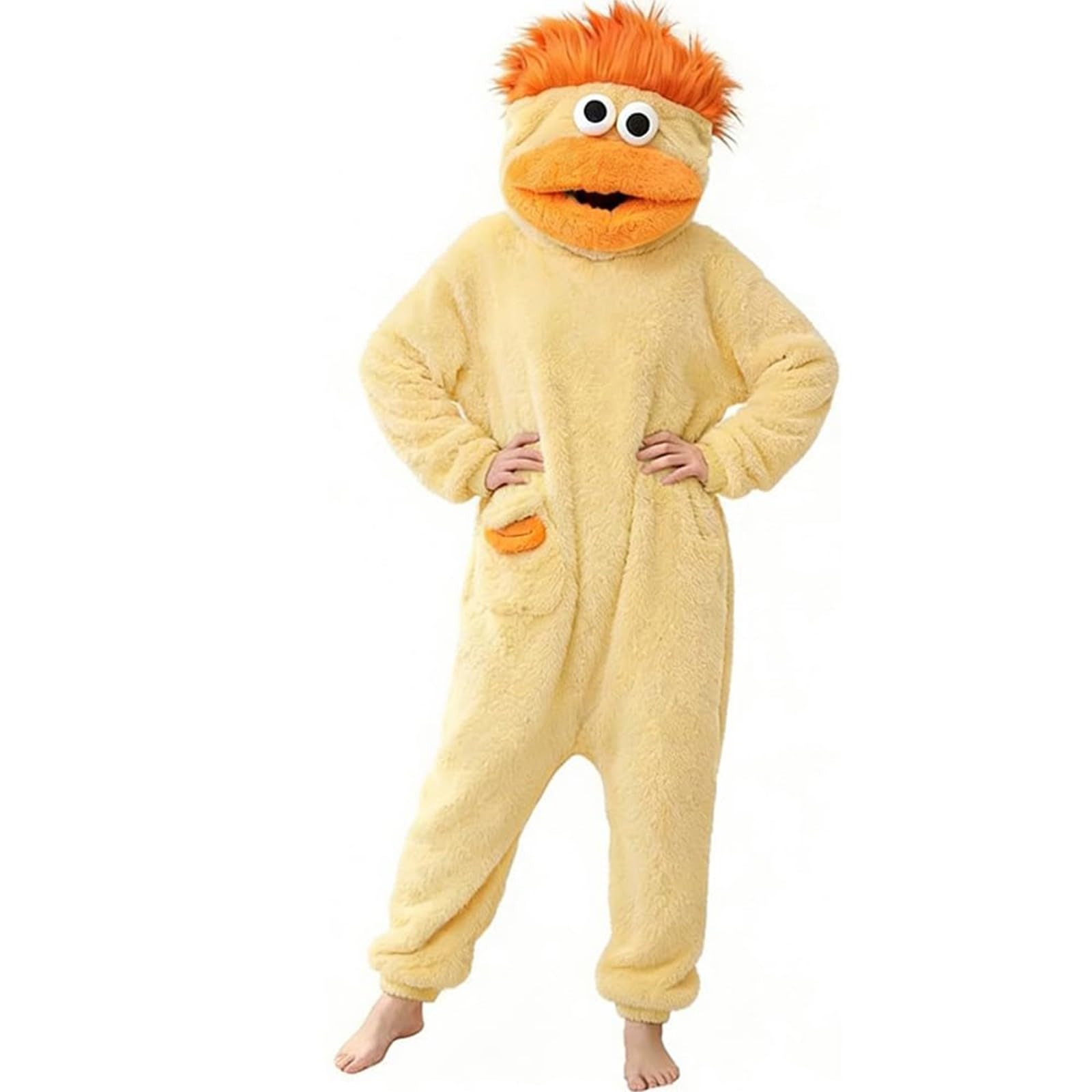 Tuta Pigiama Mostro Verde per Adulti, Felpa con Cappuccio in Pile soffice, Calda Tuta Intera con Tasche, Costume Unisex per casa, Halloween e Carnevale