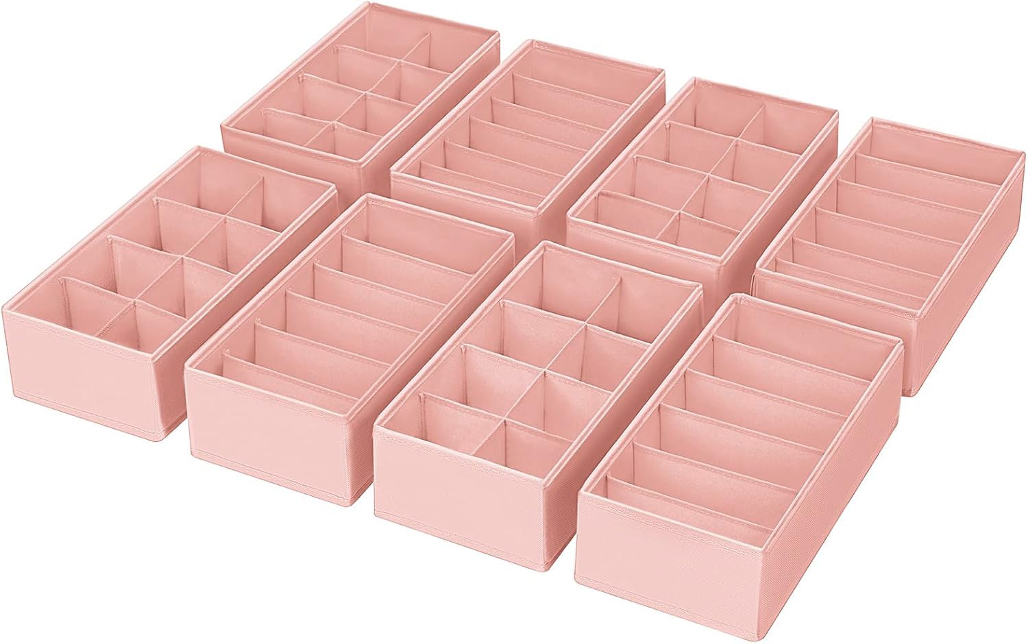 DIMJ Schubladen Organizer Schrank Organizer - 8er Set Pax Organizer, 30 x 15 x 9 cm Ordnungssystem für Kleiderschrank, Kinderkleidung, Socken, Wickelutensilien, Rosa