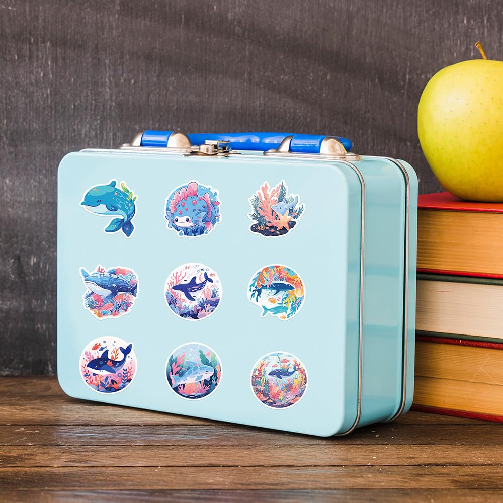 Lovely Ocean Animals Vinyl Stickers, 50 PCS Waterproof Cute Marine Life Decals for Laptops Scrapbooking, Journals, Notebooks - Image 4