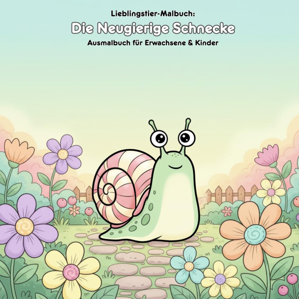 Die Neugierige Schnecke: Geschichte und Malbuch: Für Erwachsene & Kinder - 36 Ausmalbilder - 21.59 x 21.59 cm - Große Motive für kleine Künstler