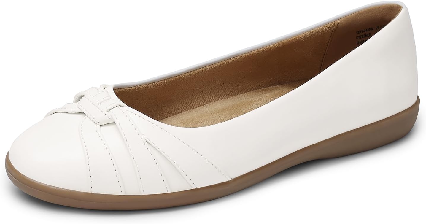 DREAM PAIRS Womens Ballet Flats, Comfortable Round Toe Slip on Dressy Work Office Shoes with Arch Support