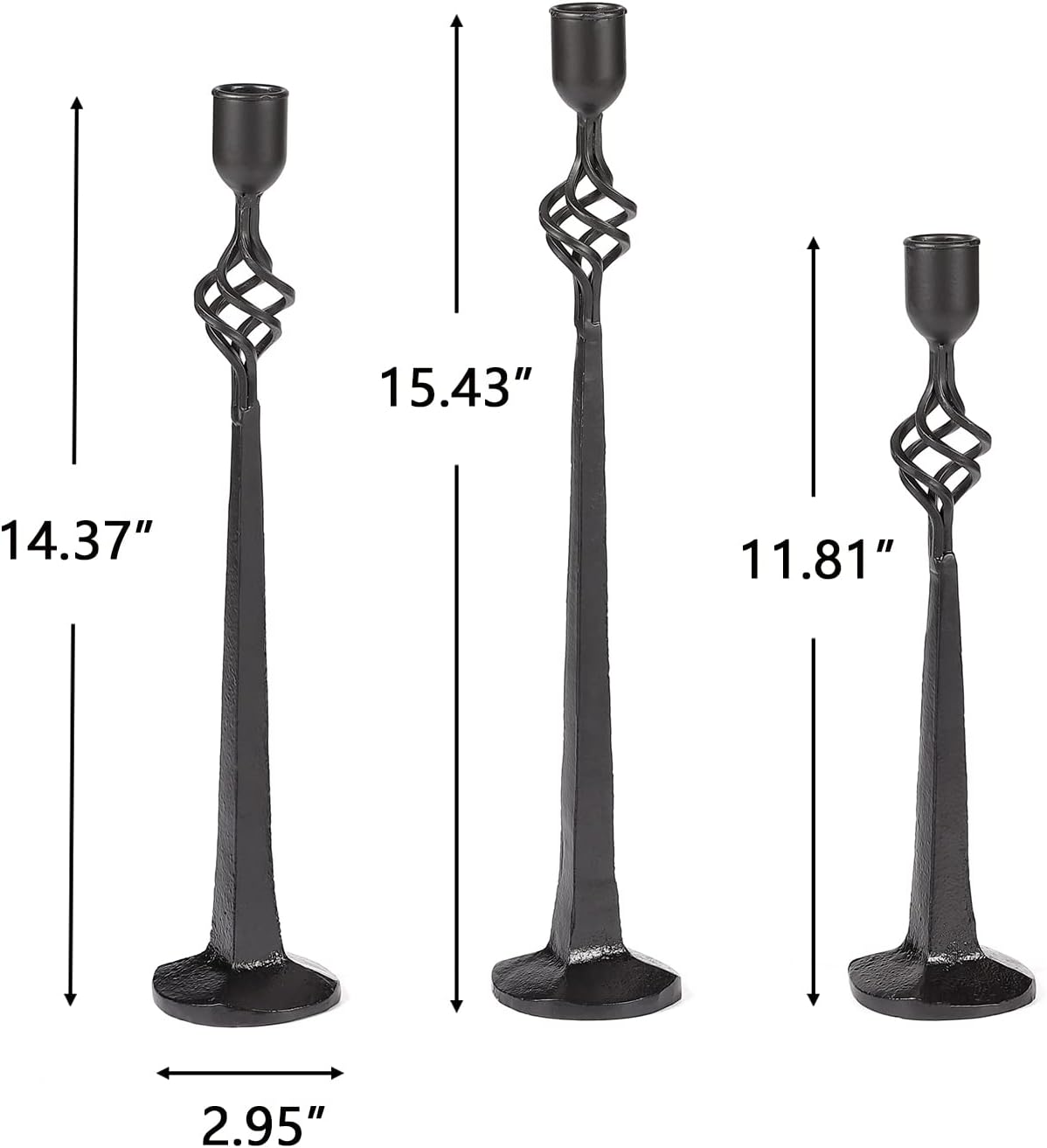 Black Iron Tall Taper Candle Holder Set of 3