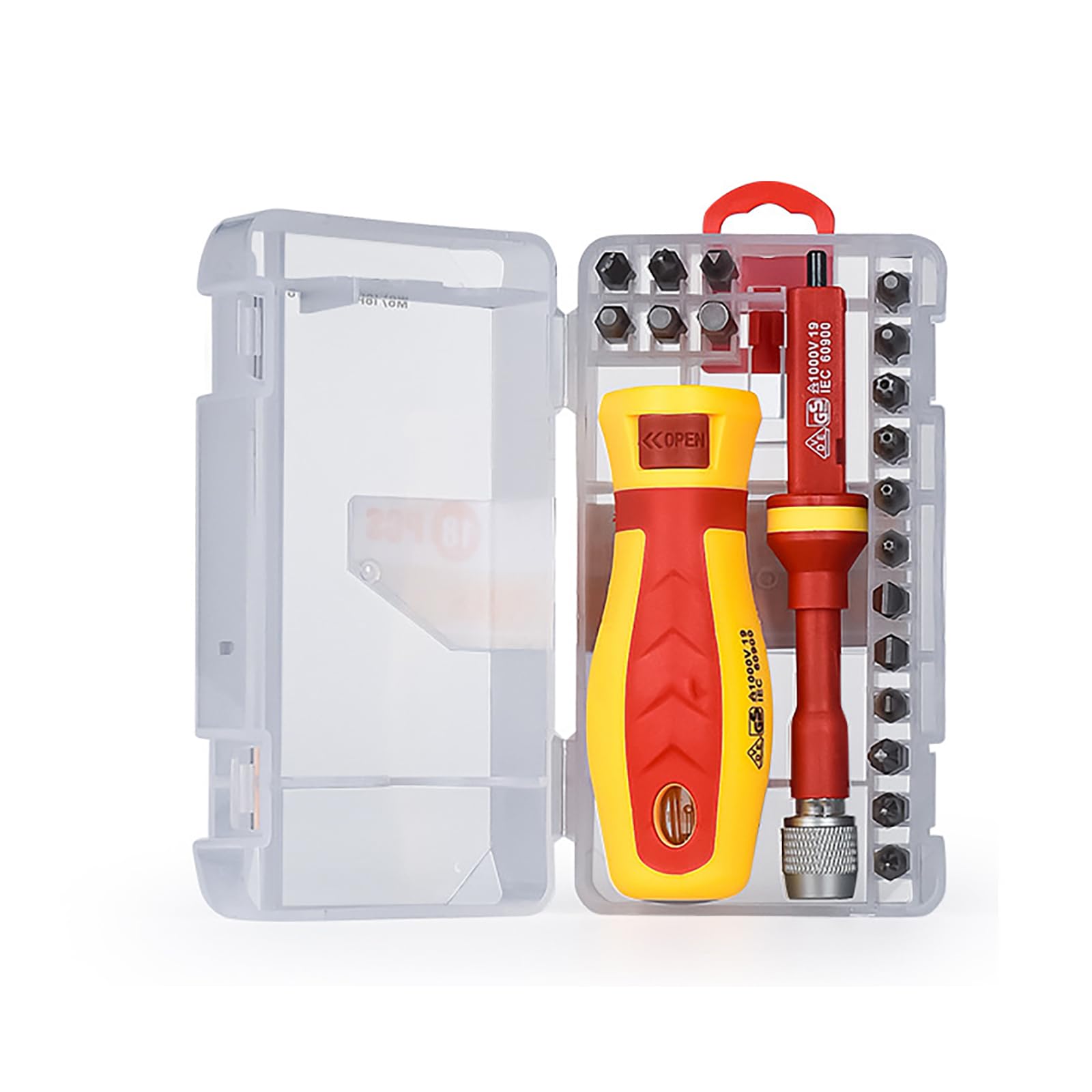 Tsophreniq Electrician Multifunctional Interchangeable Screwdriver 18 In1 Insulated Set Tool Insulated
