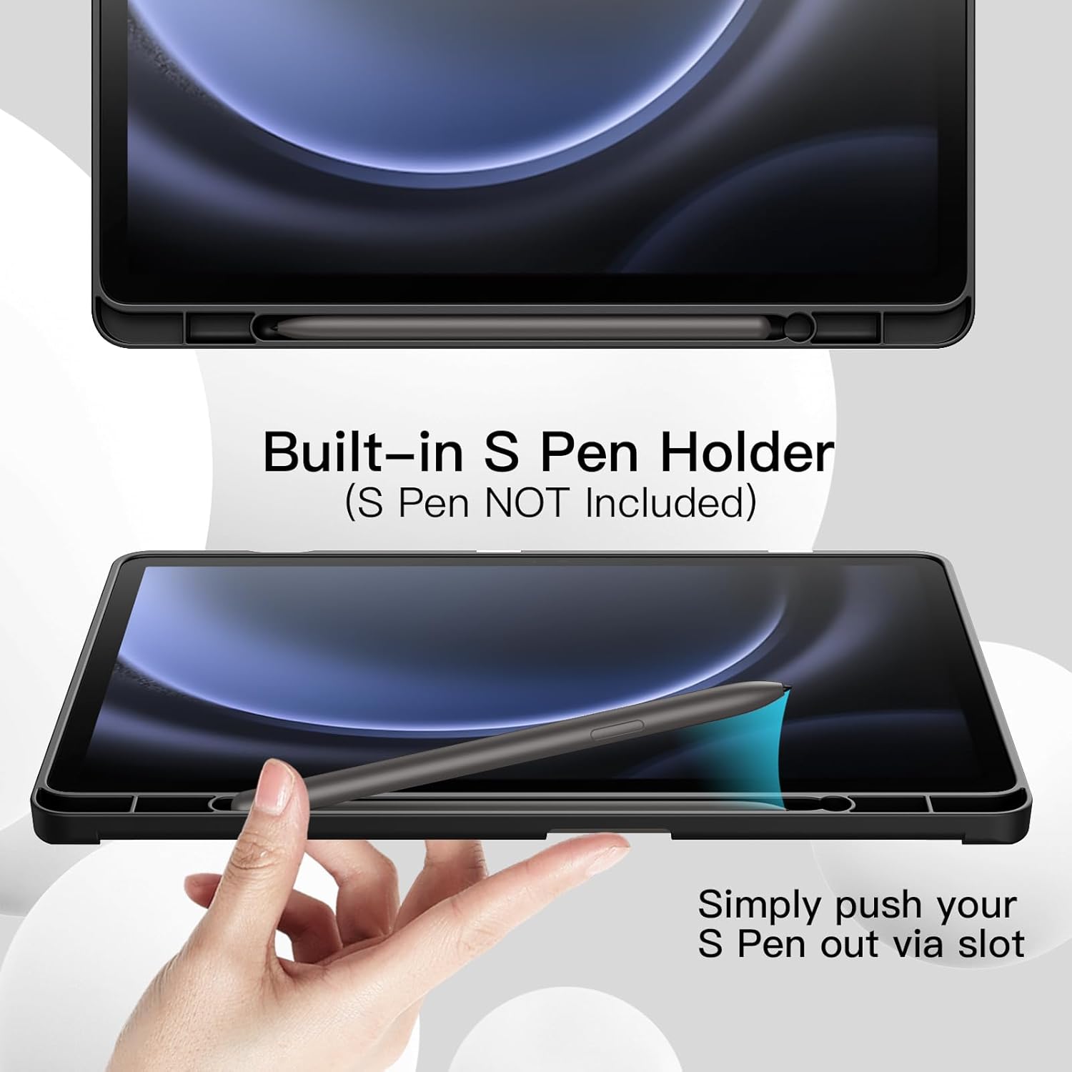 JETech Capa para Samsung Galaxy Tab S10 Lite / S10 FE / S9 FE 10,9 Polegadas com S Pen Suporte de Lápis, TPU Macio Suporte Triplo Dobrável Estojo Protetora para Tablet (Preto)