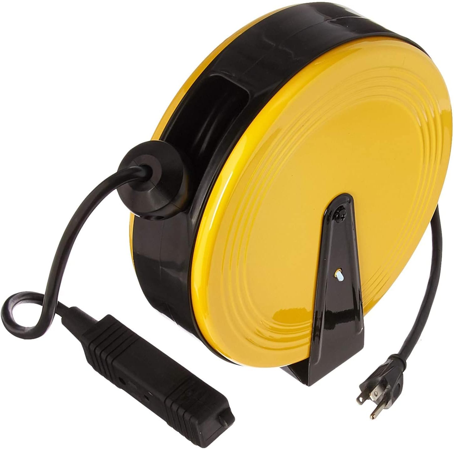 Metal Cord Reel, Retractable, 3 Outlets, 10-Amp, 30-Ft.