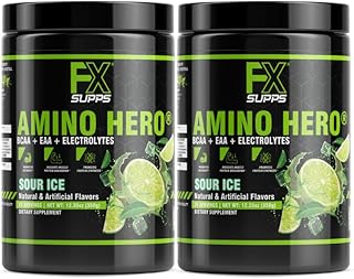 FXSUPPS Amino Hero Sour Ice Flavor (50 Servings) | Post-Workout Recovery Drink for Men and Women | Energy Powder Mix with BCAA, EAA, and Electrolytes | Promotes Endurance and Healthy Muscles - 2 Pack