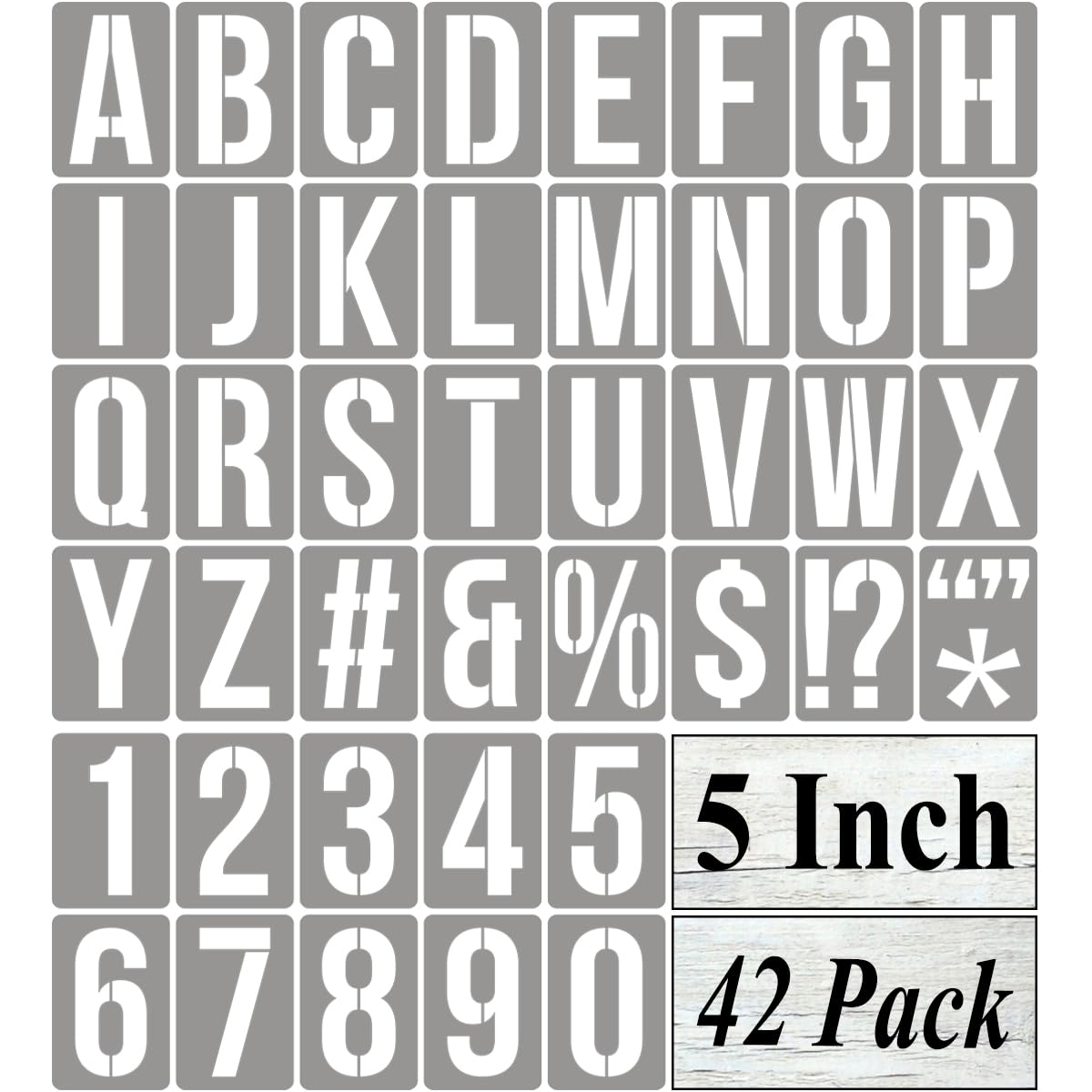 Plantillas de letras del alfabeto de 5 pulgadas para pintar, paquete de 42 plantillas de letras y números con letreros para pintar en madera, plantillas reutilizables de números y letras para pizarra,