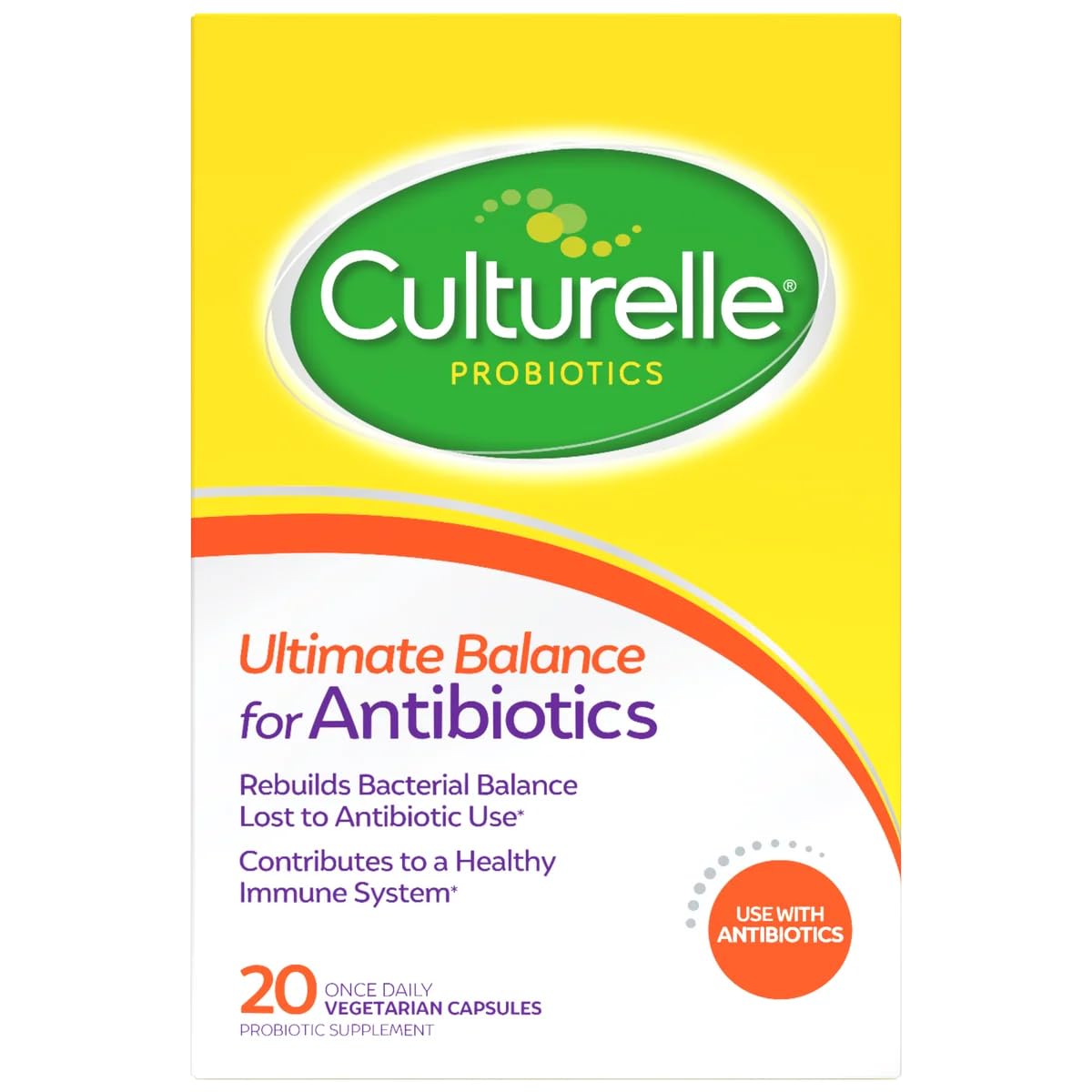 Kultuurne probiootikumid Ultimate Balance Probiootikum antibiootikumidega kasutamiseks - 20 Count - Probiootilised kapslid aitavad taastada antibiootikumide kasutamise ajal kadunud häid baktereid ja aidata kaasa tervislikule immuunsüsteemile