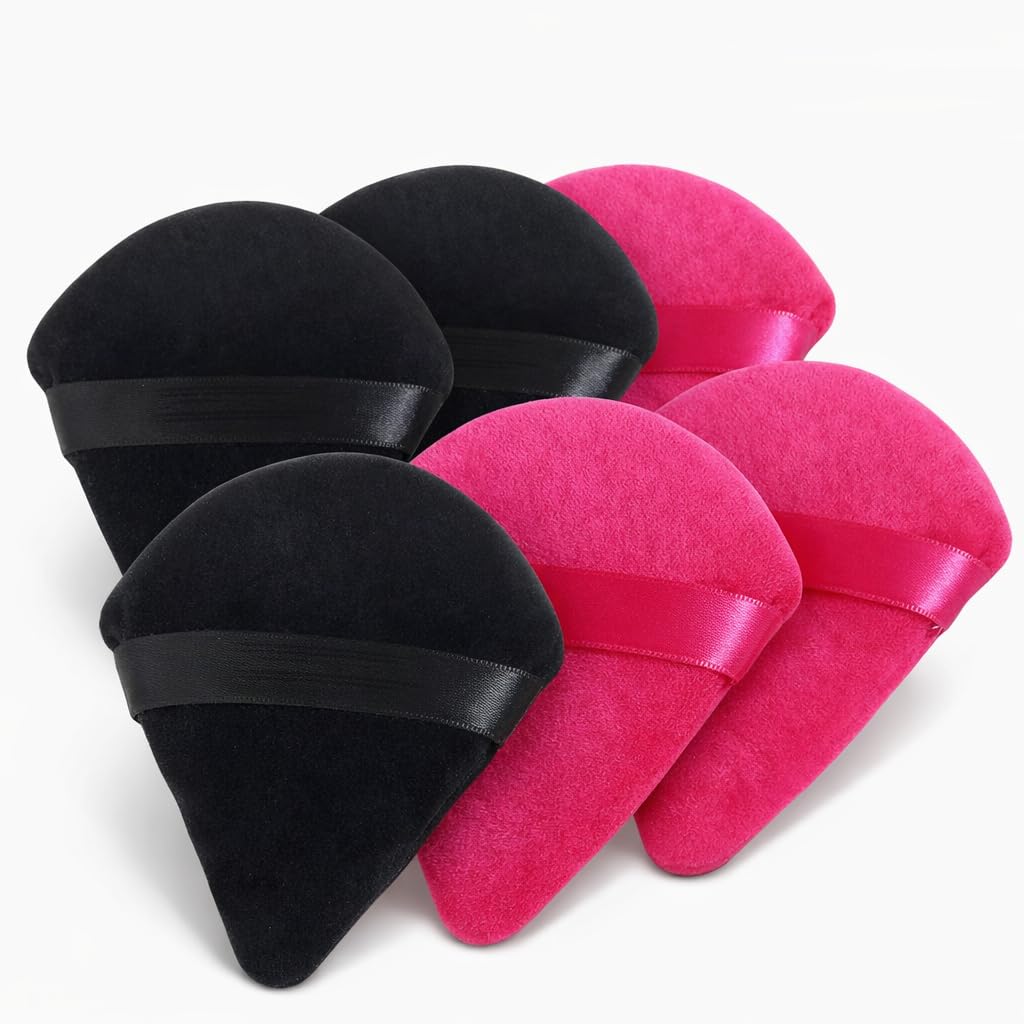 TEMPERIA (6 Pcs) Powder & Makeup Puff for Women - Face Foundation Triangle Pizza Puff Blender Sponge Set - Smooth Coverage | Ultra Soft | Travel Friendly | Reusable (Random Colors) (FF207)-image-21