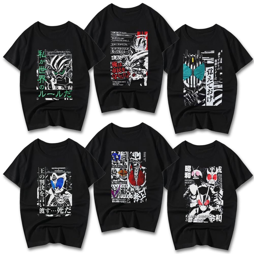 Amazon.co.jp: 仮面ライダー Tシャツ 夏服 綿 半袖 黒 26種柄