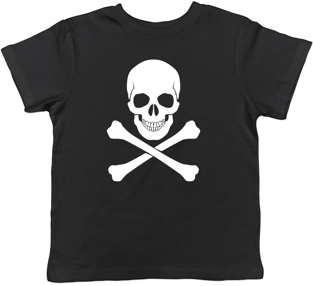 Shopagift Skull and Crossbones Gothic Childrens Kids Short Sleeve T-Shirt Black